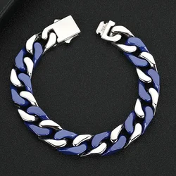 2026 Men's Bracelet 316 Stainless Steel Fasteners Splicing Blue Ceramic Hip Hop Fashion High Jewelry Accessories