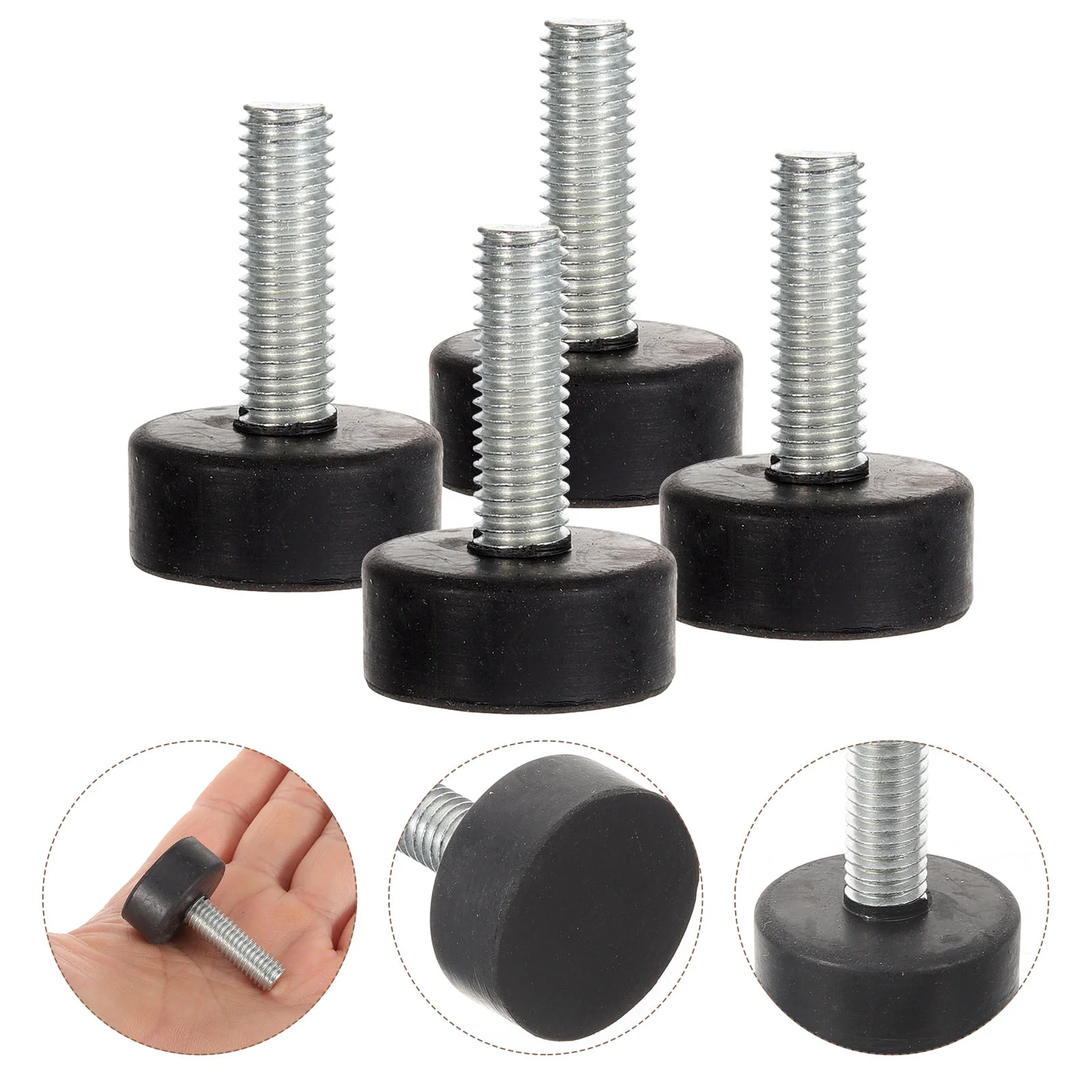 4 Stuks Verstelbare Rubberen Voeten Zware Meubels Mounts M8 Schroef 25 Mm Schokabsorptie Anti Levelers Tafelpoten