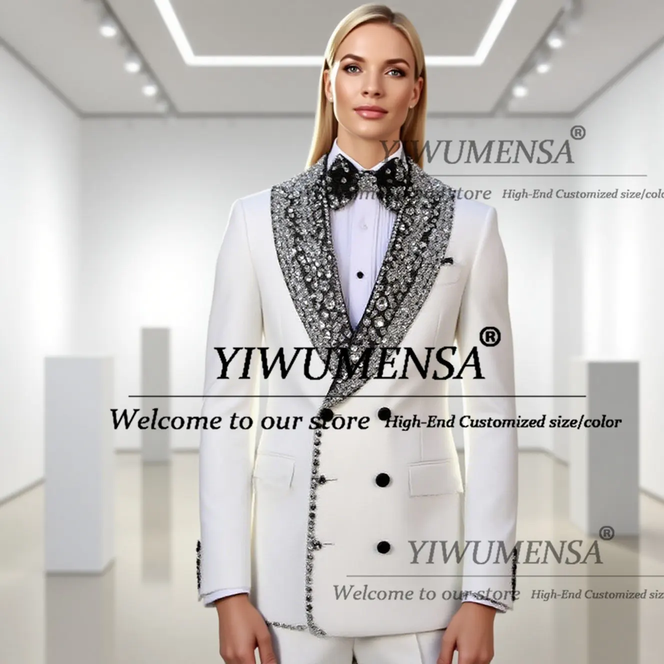 

Metallic Jewelry Ornament Mother Of Bride Dress For Wedding Guest Party Double Breasted Blazer Customized Women Pants Suits 2026