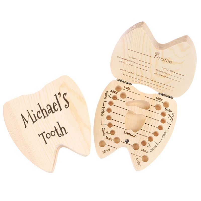 Personalized Name Tooth Fairy Box Wooden Laser Engraved Keepsake Box Wood Tooth Holder New Baby Gift Keepsake Box