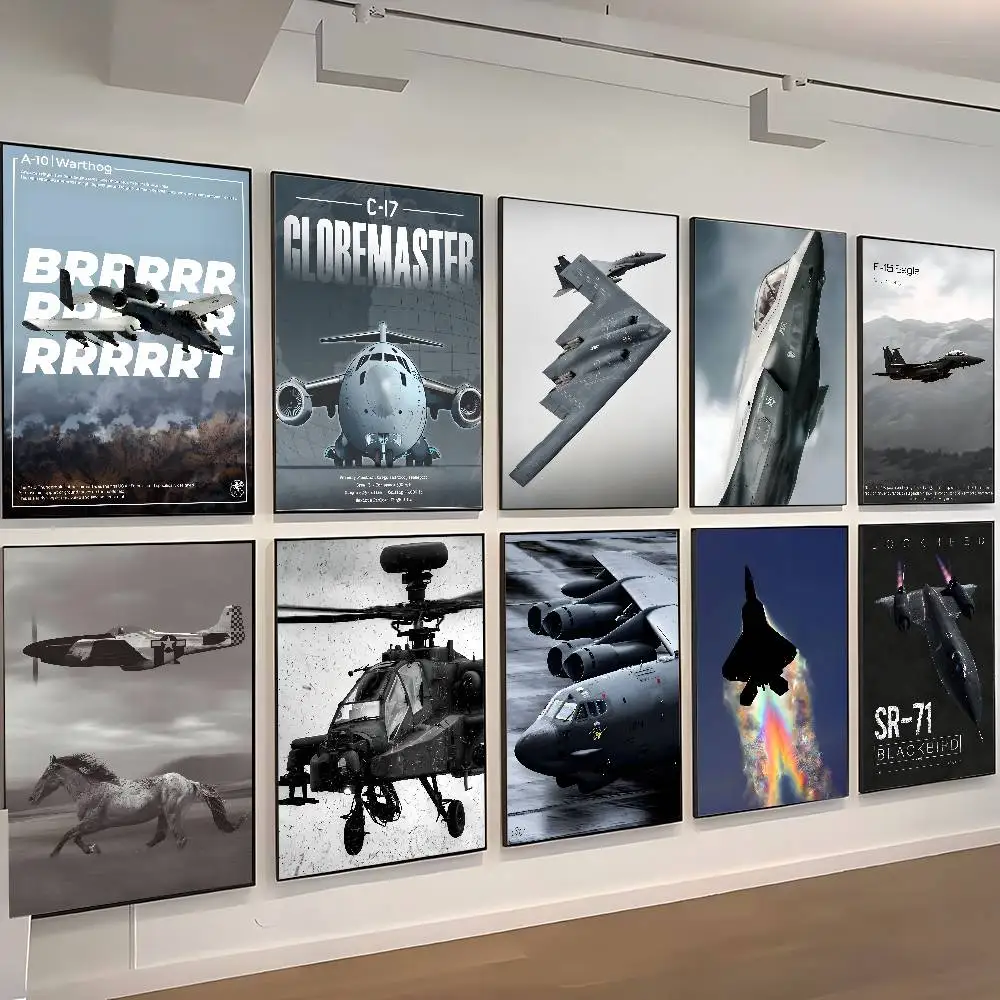 

American Fighter A10 F22 F14 F15 F16 Apache Poster Stickers Art Wall Murals Decor Game Room Decor Gifts HD Painting
