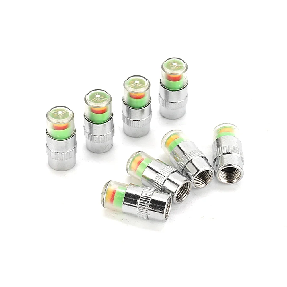 Tire Pressure Indicator Valve Monitor Motorcycle Silver W/Sensor Indicator 3 Color For 32PSI(2.2Bar) 8Pcs Durable