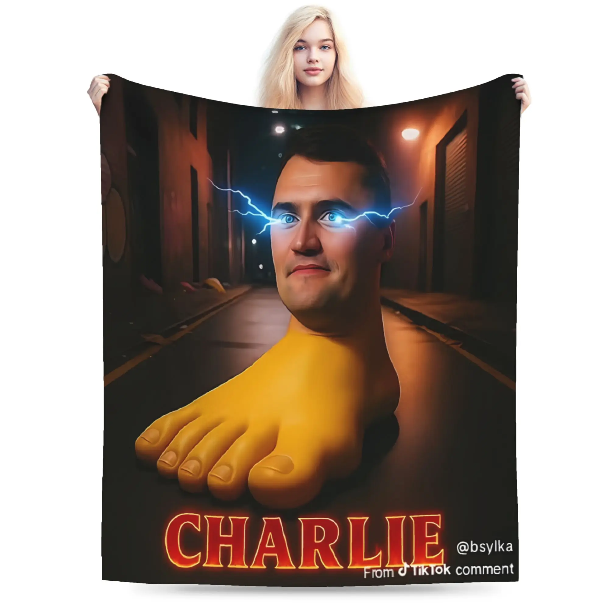 Charlie Kirk Dark Stage Gesture Blanket  Super Warm Plush Throw Blanket For Couch Bed Decorative Flannel Bedspread Bed Cover