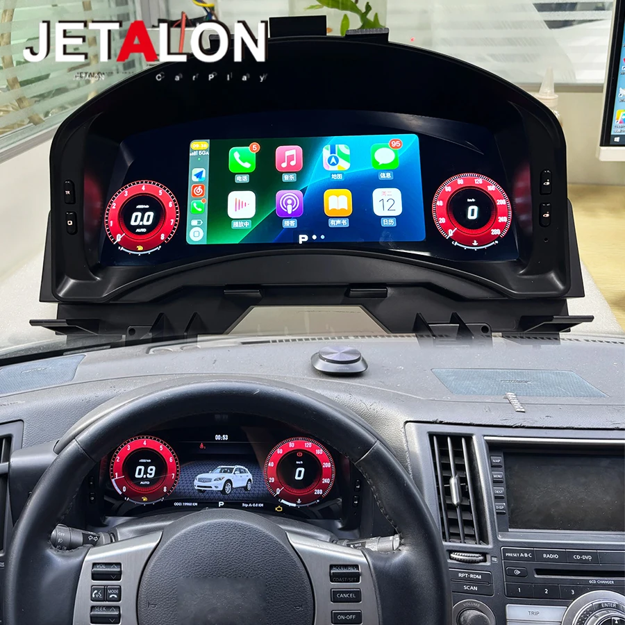 Nouvel écran LCD CarPlay 12,3 pouces pour tableau de bord numérique virtuel Infiniti FX35 FX45 2003-2009