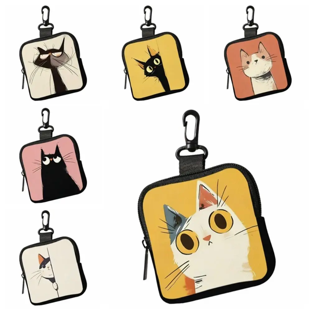 Trendy Mini Cat Coin Purse PVC Lightweight Zipper Storage Bag Portable Water-resistant Earphone Bag Friends Gift