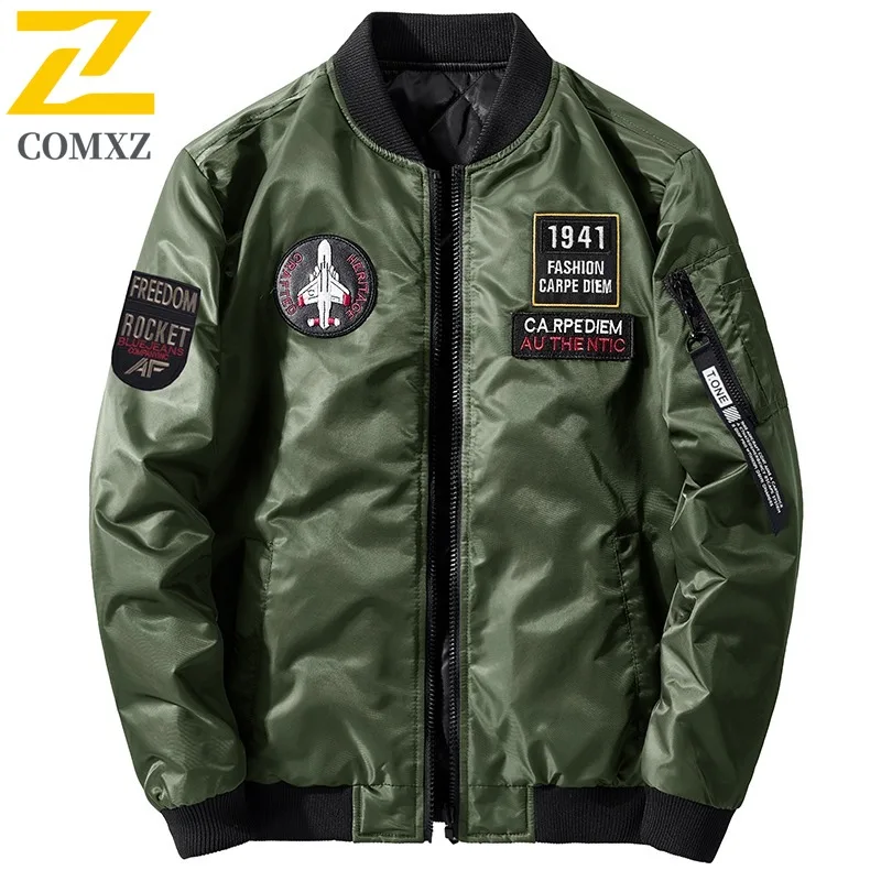 

COMXZ 2025 Men's Reversible loose Jacket Autumn Winter Loose Fit Baseball Collar Techwear Trendy Cotton Coat