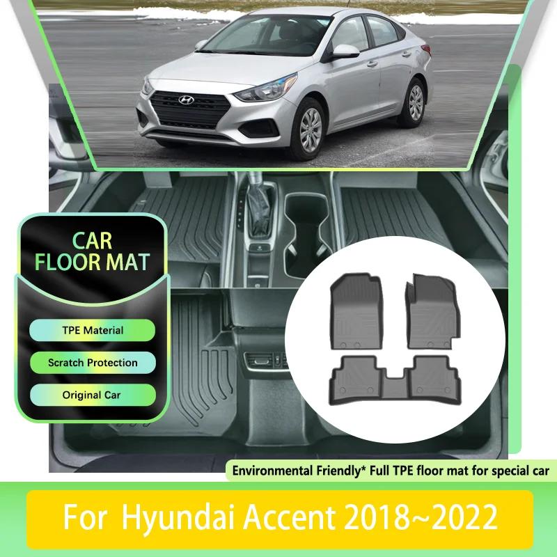 

Автомобильные коврики из ТПЭ для Hyundai Accent Verna Solaris 2018 2019 2020 2021 2022, роскошный кожаный коврик LHD, ковер для ног, автомобильные аксессуары