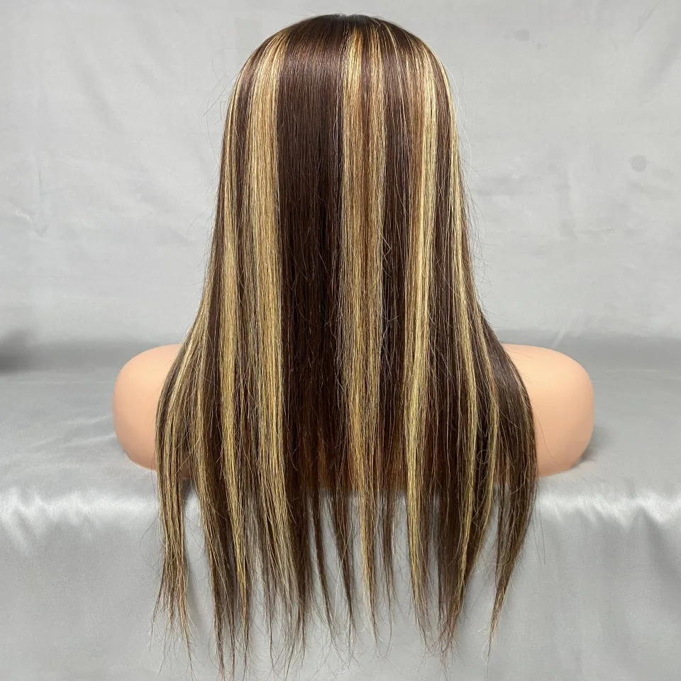 Highlight Honey Blonde Remy Human Hair Toppers in Hair Pieces 150% Density 16x18cm with 4Clips Free Parting Human Hair for Women