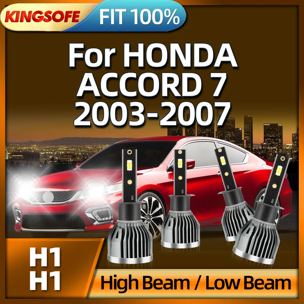 

KINGSOFE 2/4Pcs Car Led Headlight H1 Light Bulbs CSP Chip 6000K White For HONDA ACCORD 7 2003 2004 2005 2006 2007