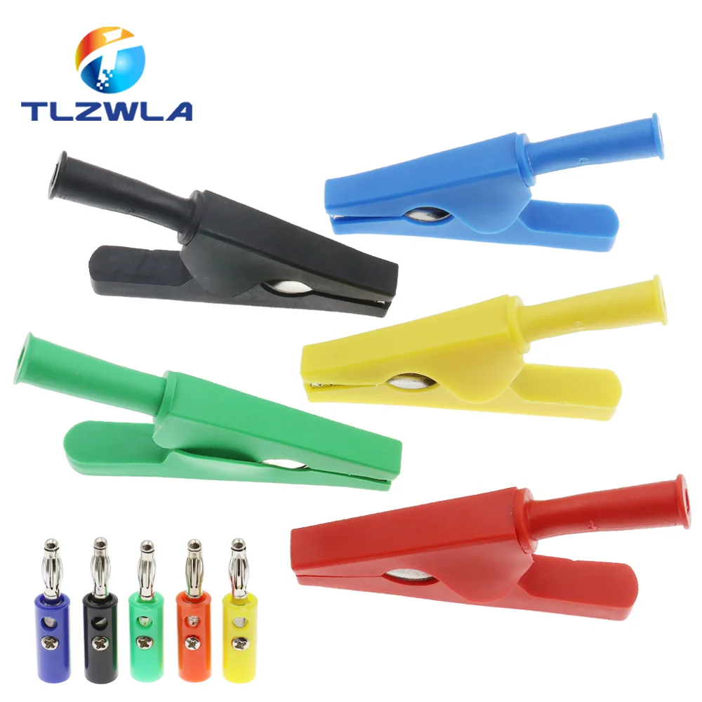 1PCS Pure Copper Insulated Test Alligator Clip 20MM Opening With 4MM Jack Safety Crocodile Clamps For Banana Plug Or Welding