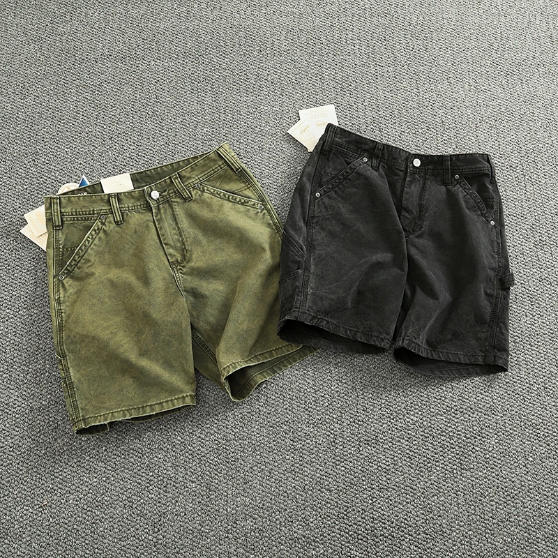 

Men's Workwear ort Pants American Retro Casual Five-Pointed Tree-Cutting Pants Mid-Waist Loose Fit Summer Faion Urban Sle