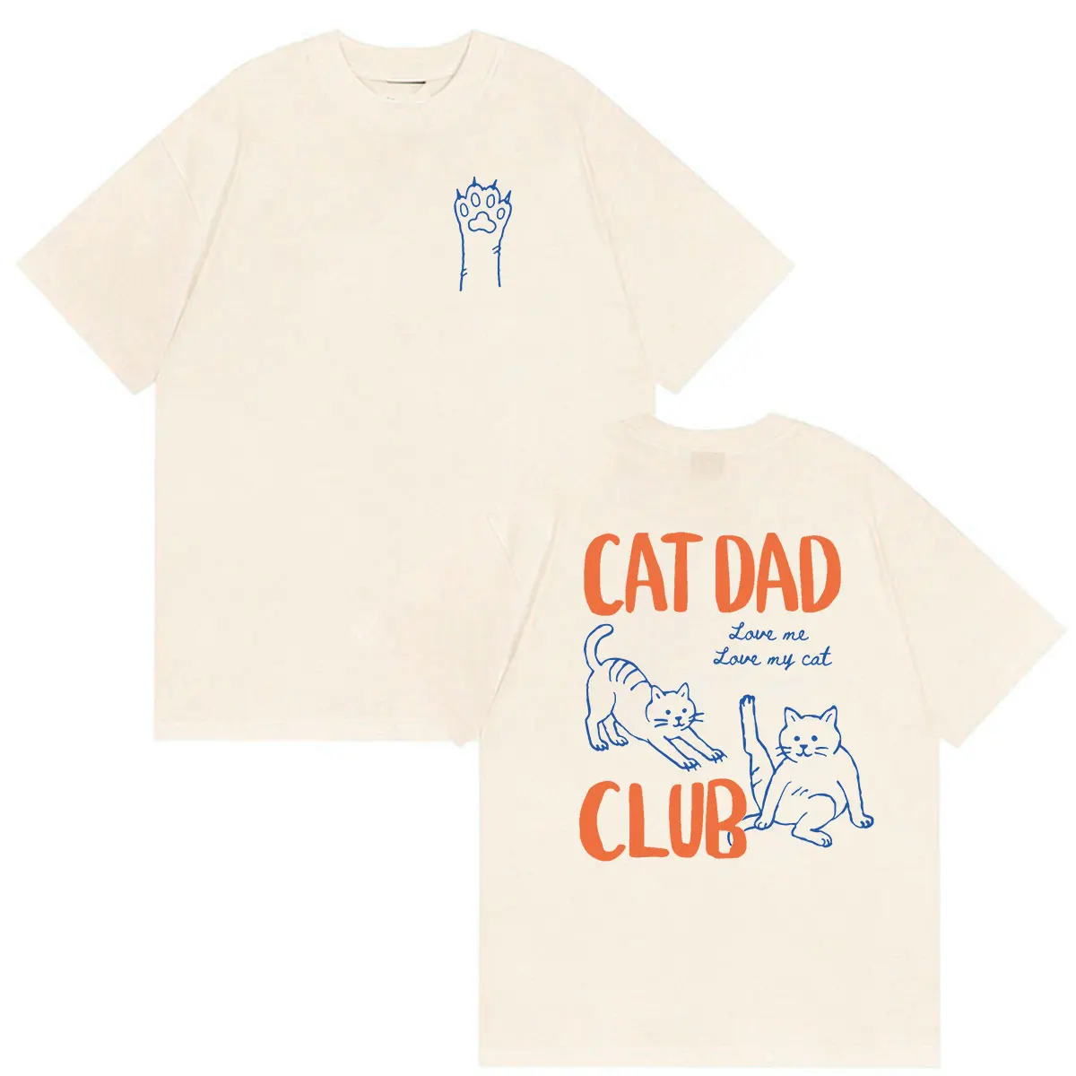 Cat Dad Club Funny Cat Meme T Shirt Men Women Summer Fashion Oversized 100% Cotton T-shirts Humor Clothing Short Sleeve T-shirt