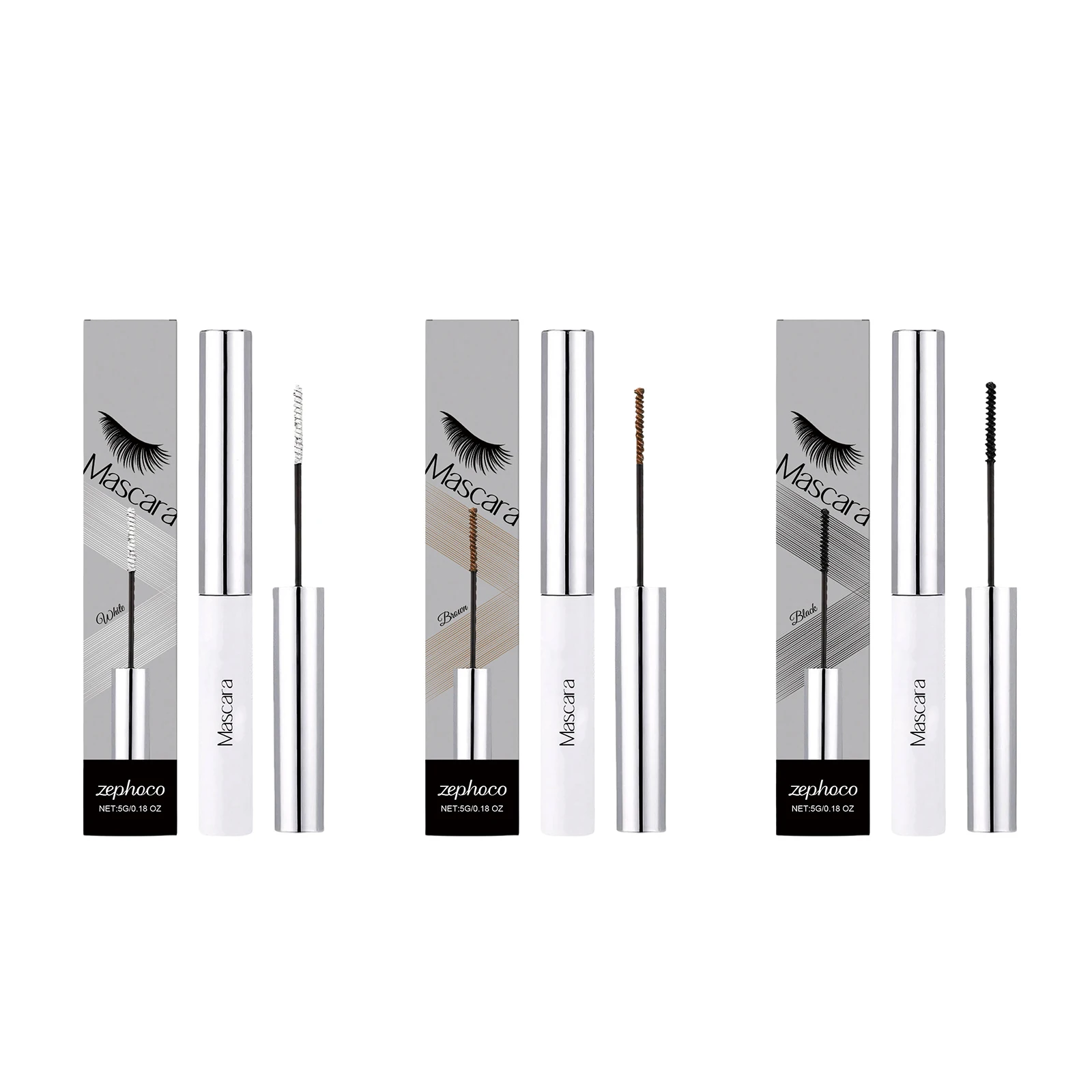 Mascara Impermeabile Incurvante Nero, Pennello per Ciglia Volumizzante, Anti-Sbavatura, Lunga Durata, Mascara Bianco, Cosmetici per il Trucco degli Occhi