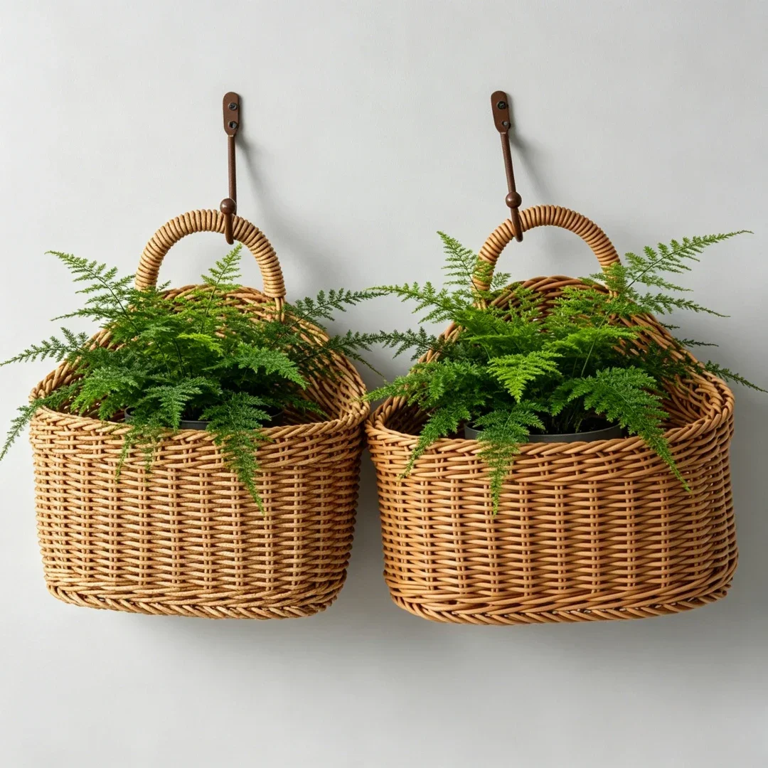 Handgewebter Hängender Rattan-Aufbewahrungskorb Weihnachtliche Wanddekoration Organizer für Küche Bad Kinderzimmer Schrank Café Blumentopf – Detail 7
