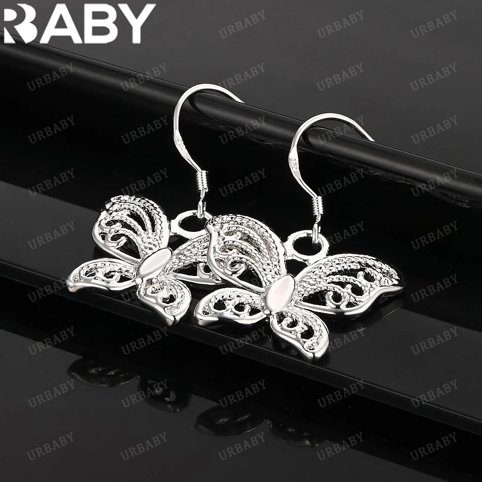 

URBABY 925 Sterling Silver Earrings Hollow Butterfly Drop Earrings For Women Jewelry Fashion Party and Daily Wear