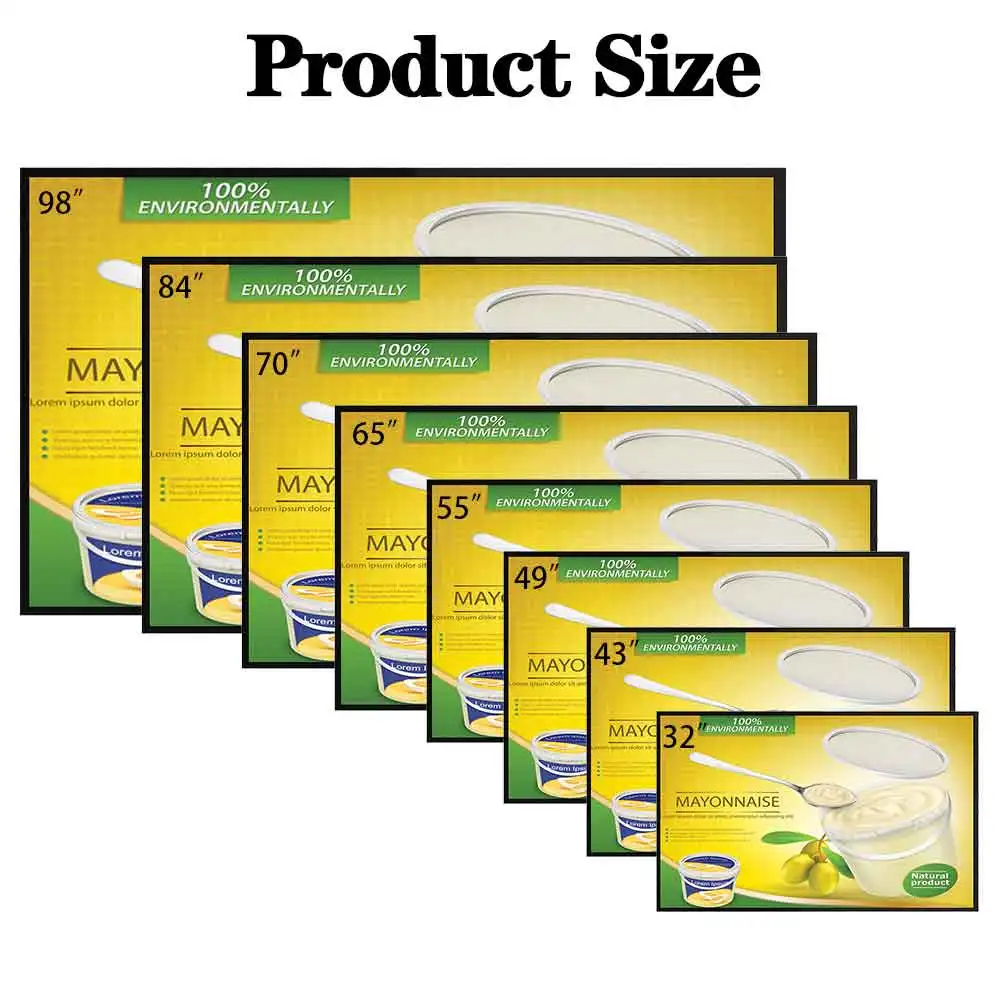 شاشة عرض رقمية Slimline مثبتة على الحائط من VETO، شاشة LCD داخلية، شاشة لمس لمركز التسوق