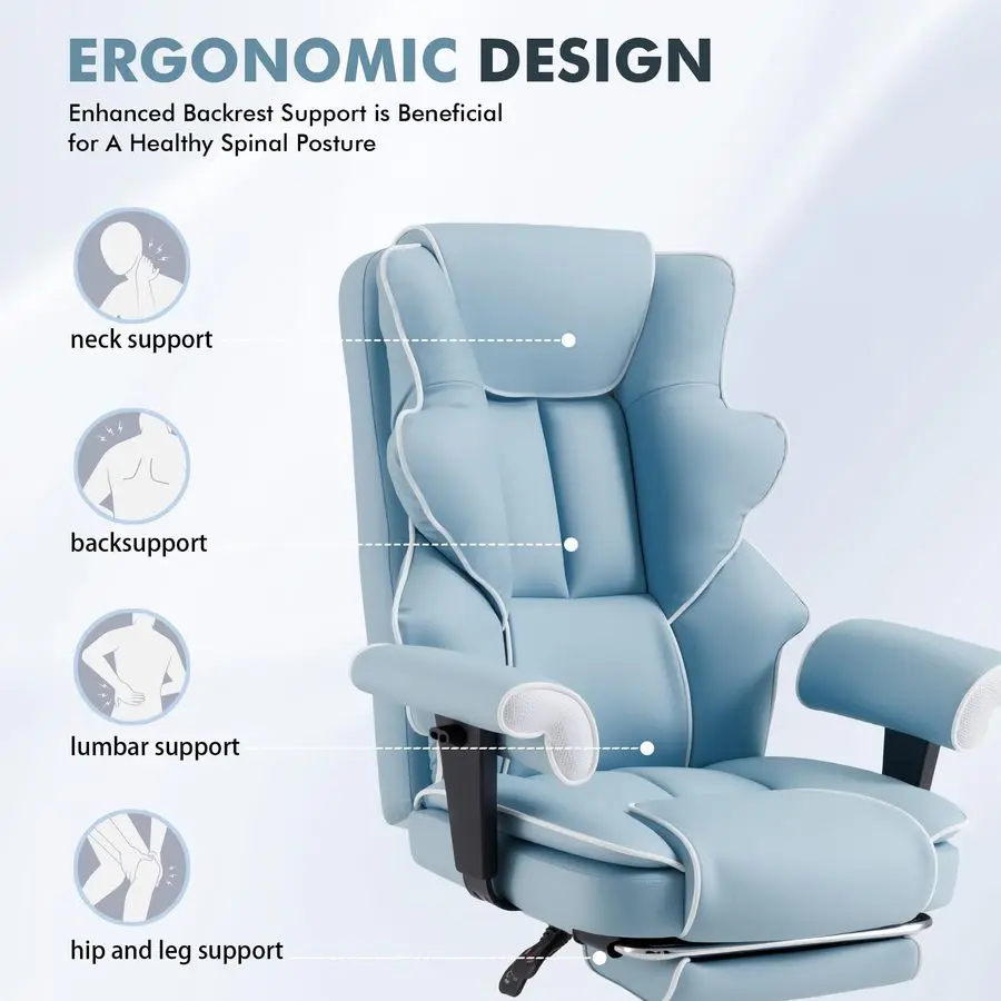 เก้าอี้นวด 6 จุด, เก้าอี้สำนักงานแบบมีระบบทำความร้อน, เก้าอี้สำนักงานที่บ้านตามหลักสรีรศาสตร์พร้อมที่พักเท้าแบบยืดหดได้และฟังก์ชั่นปรับเอน