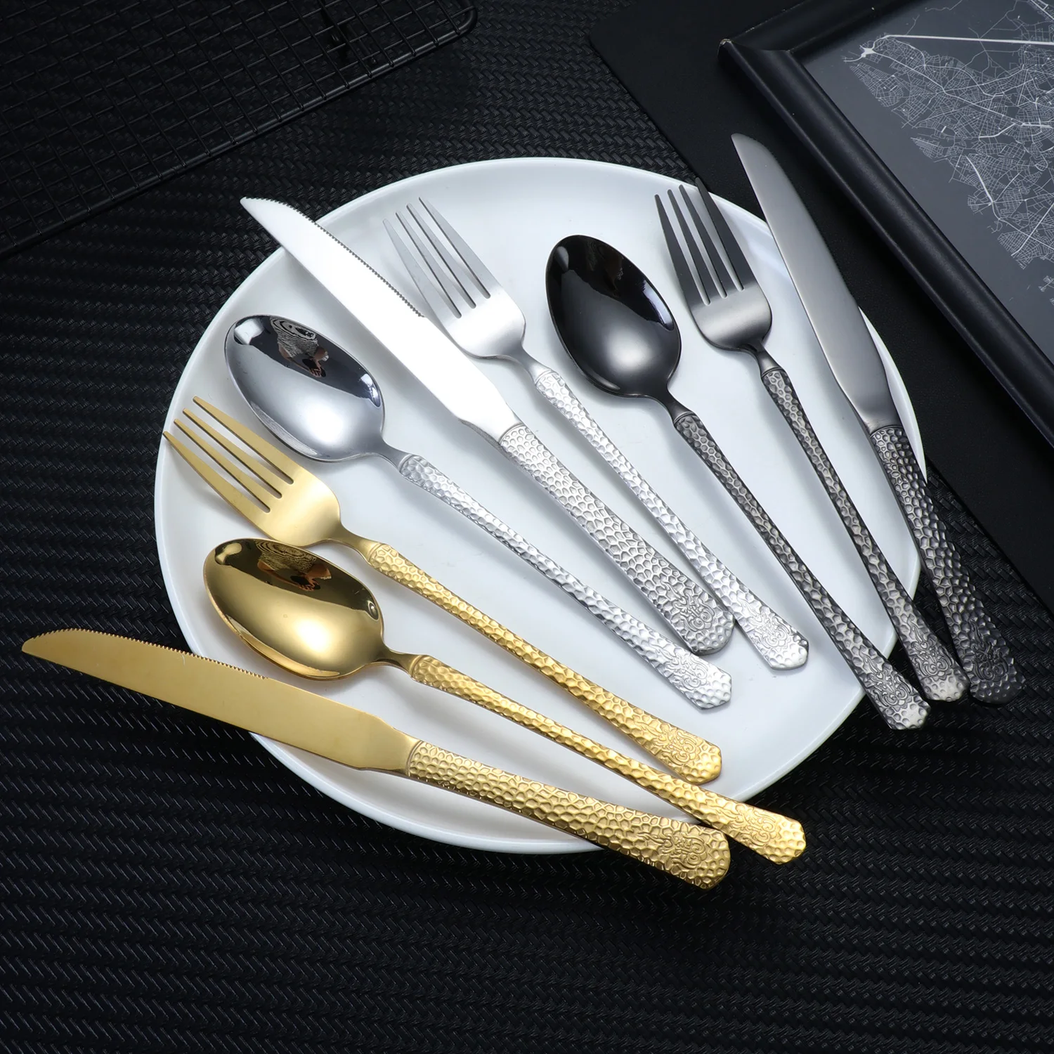 4PC/5PC/24PC/30PC Silver High-end Stainless Steak Knife Fork Coffee Spoon Teaspoon Flatware Kitchen Set Galley Dinnerware