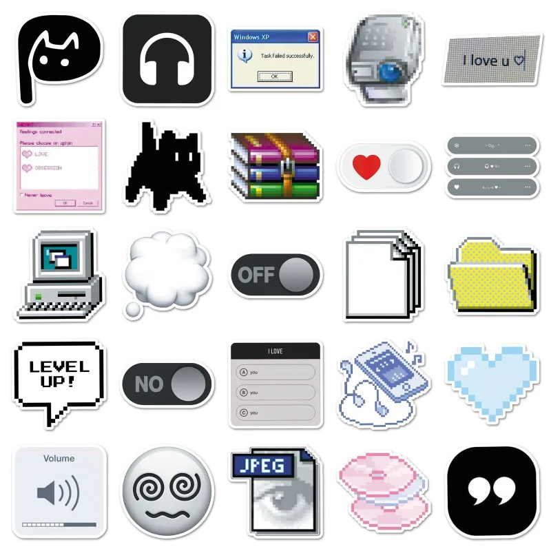 50개 만화 캐릭터 개인화 웹 크리에이티브 그래피티 장식 스티커