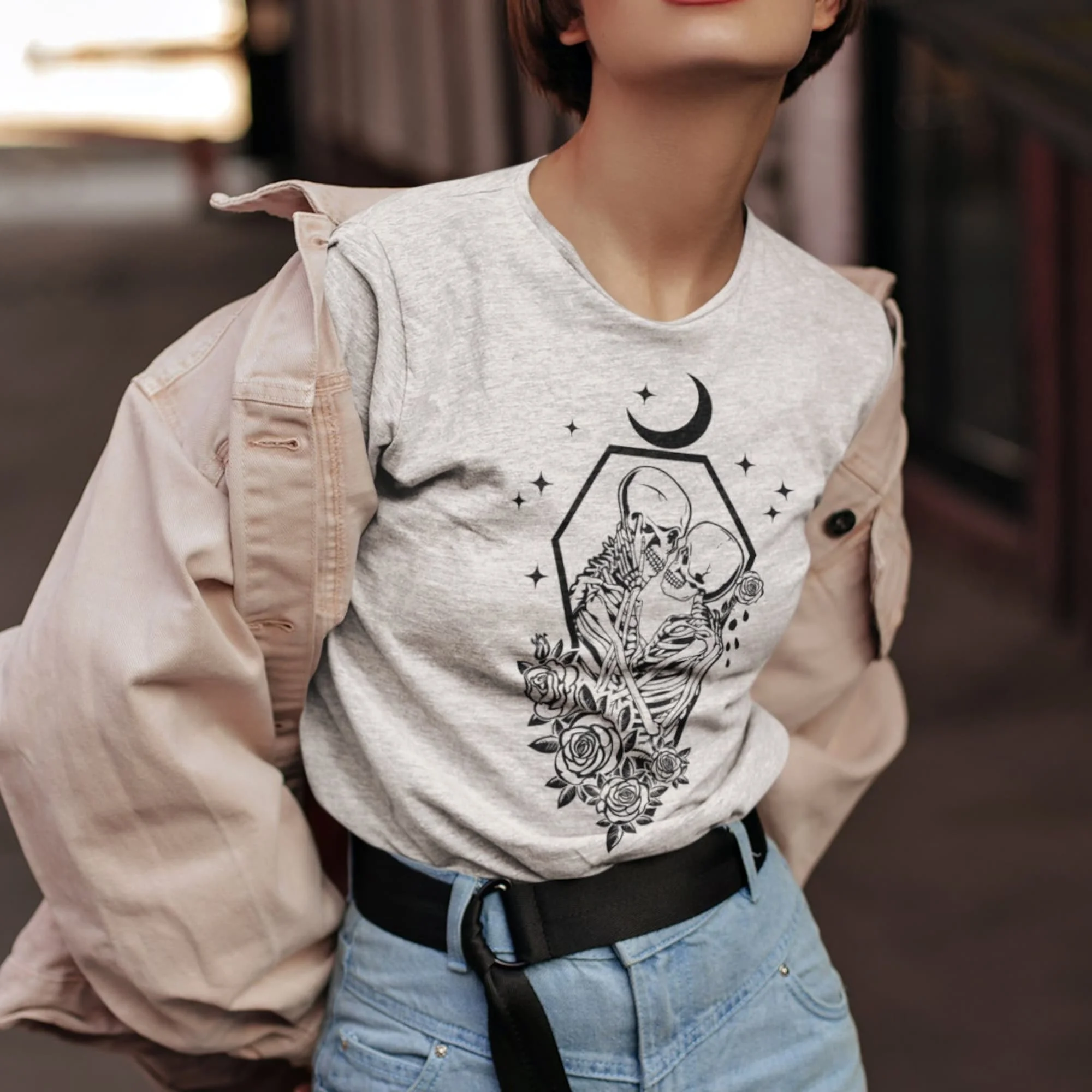 Футболка с коротким рукавом для влюбленных в стиле «Хэллоуин»