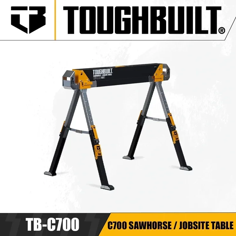 TOUGHBUILT TB-C550/TB-C700 Sawhorse / Jobsite Table Construction Stand Folding Load Bearing Construction Site Saw Horse MiterSaw