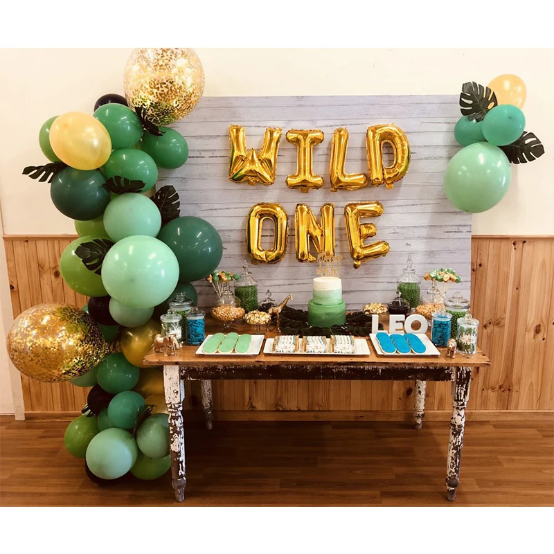 1set 16inch Gold Sliver Wild One Widld Two Foil Balloon 1 2th Birthday Jungle Safari Party Decoration Baby Shower Toy Air Globos view 4