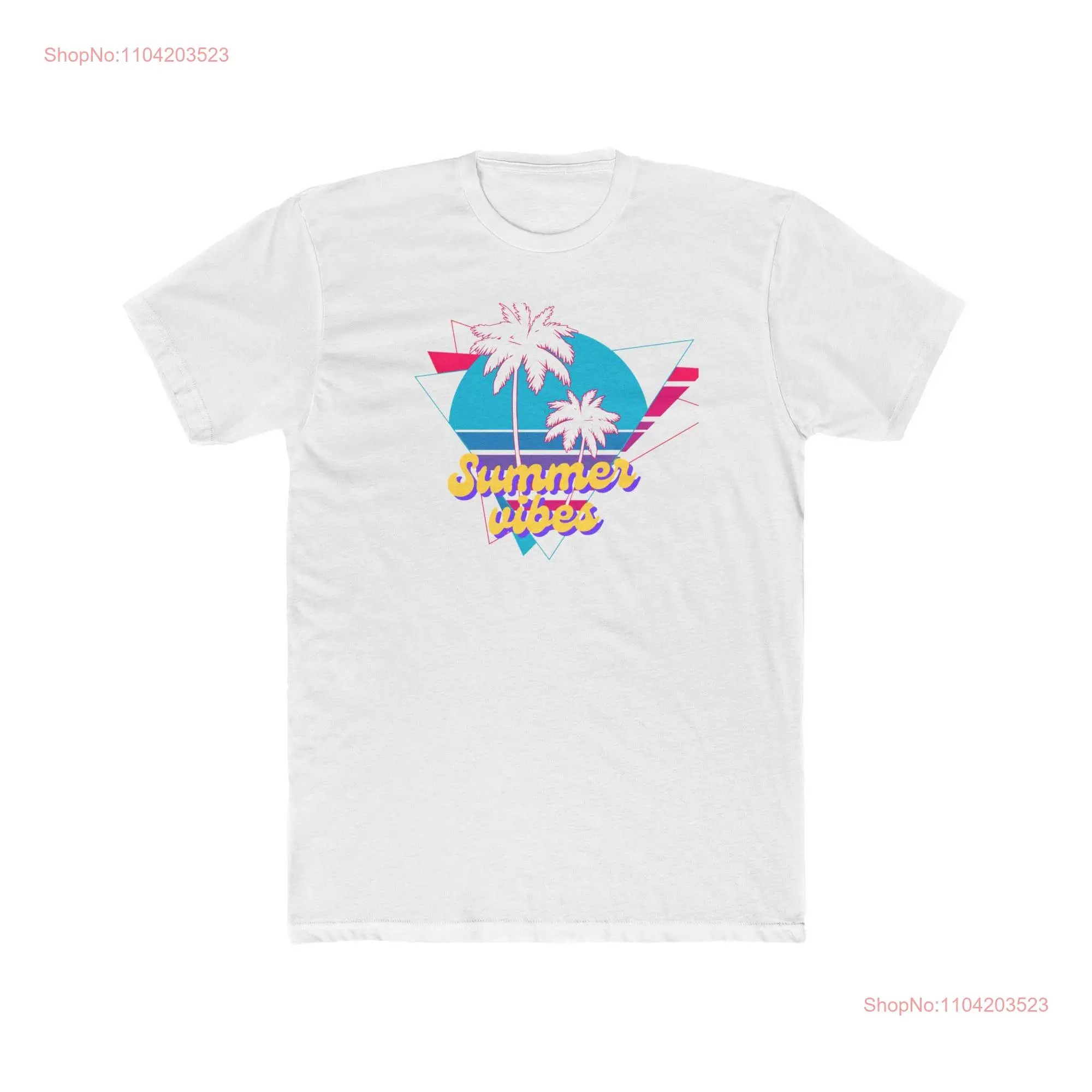 Summer Vibes Men's T Shirt Cotton Crew palm trees cool graphic variety of colors long or short sleeves