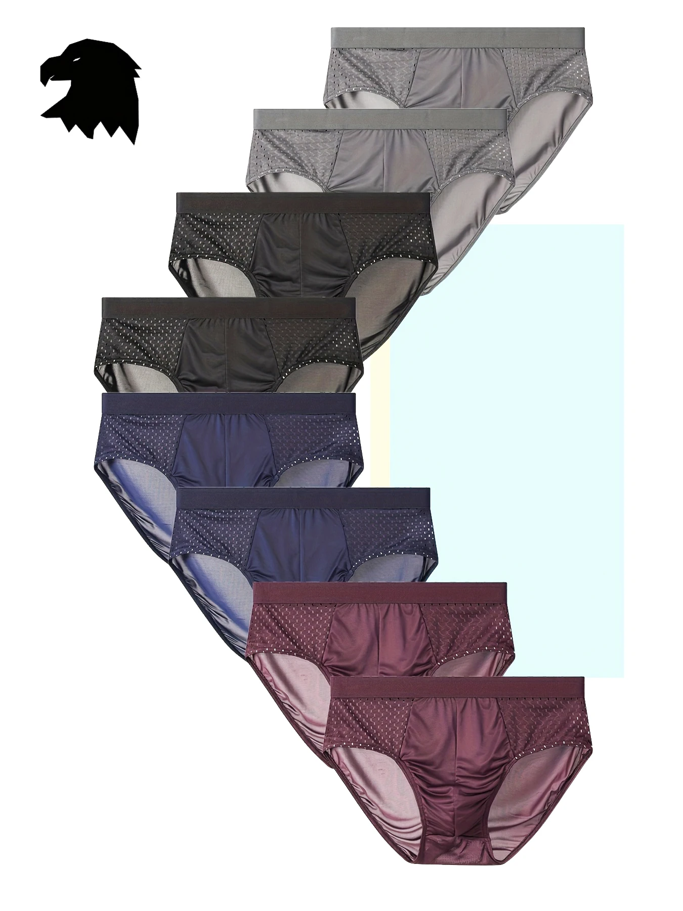 

Комплект из 8 мужских трусов из ледяного шелка — прозрачная сетка и горошек, сексуальные и дышащие