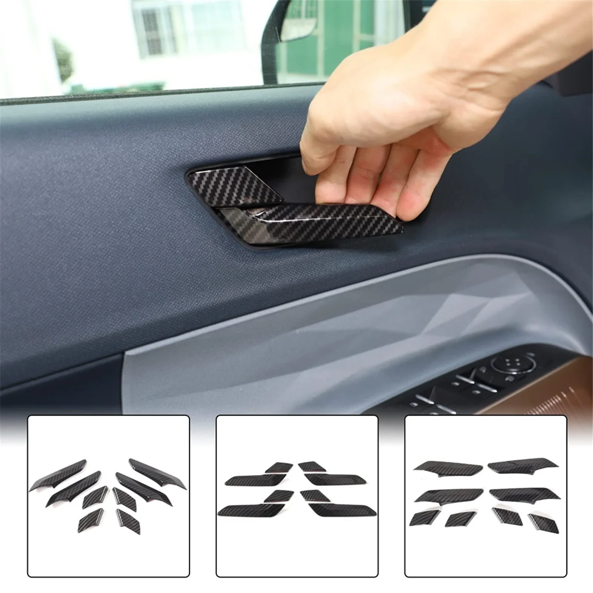 مقبض باب السيارة الداخلي ، تشذيب لإطار فورد مافريك ، أو ، غطاء مقبض الباب الخلفي الأمامي ، إكسسوارات من ألياف الكربون ABS