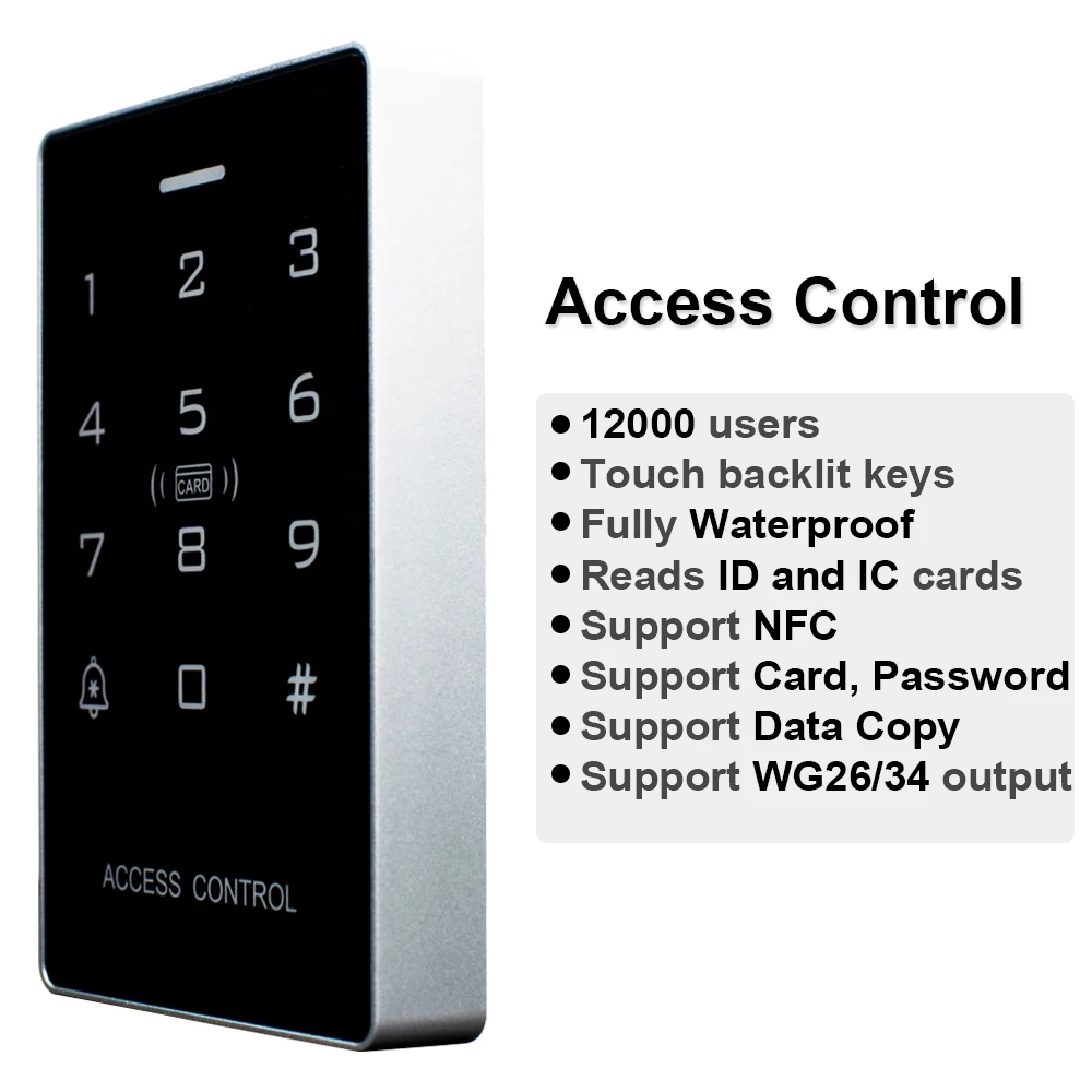 Imagem -02 - Portão Abridor de Porta Controle de Acesso Teclado Rfid id ic Nfc Mf1 em Card Reader 12000 Usuário Rainproof Controller