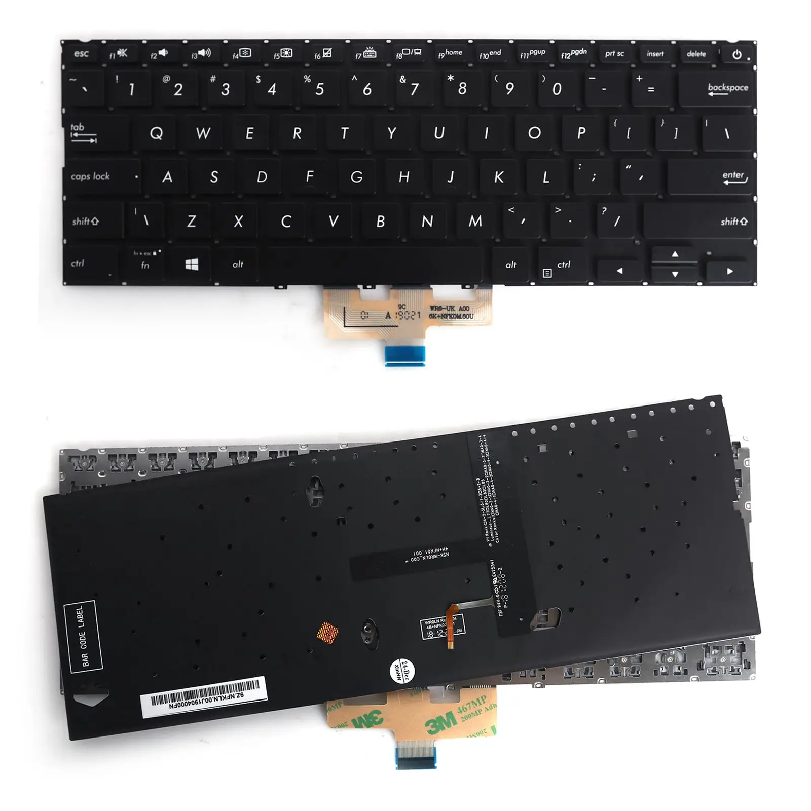 US Laptop Keyboard for ASUS UX433 UX433FN UX4300F Deluxe14 Zenb Black with Backlit