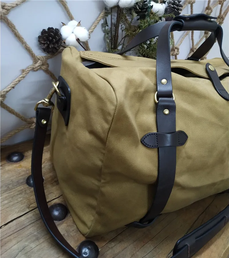 Europe Style Shoulder Bag Splashproof Canvas Travel Backpack Cowhide Medium Size Men\'s Casual Carrying Ruckpack Outdoor Camping