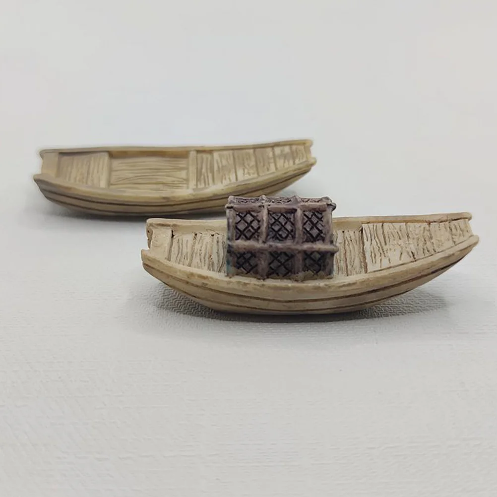 4 Pcs Fishing Boat Model Craft nament Micro Landscape Boat Miniature Sailboat Accessory Canoe Figurines Home Decor