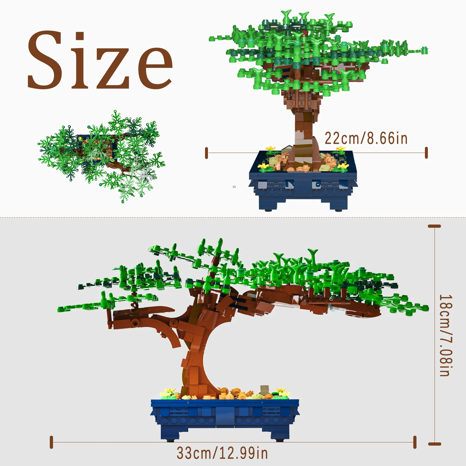 Bonsai Tree Building Set, Creative Plants Building Kit Botanical Home Decor Icons Cool Birthday Gift for Adults Kids (817Pcs)