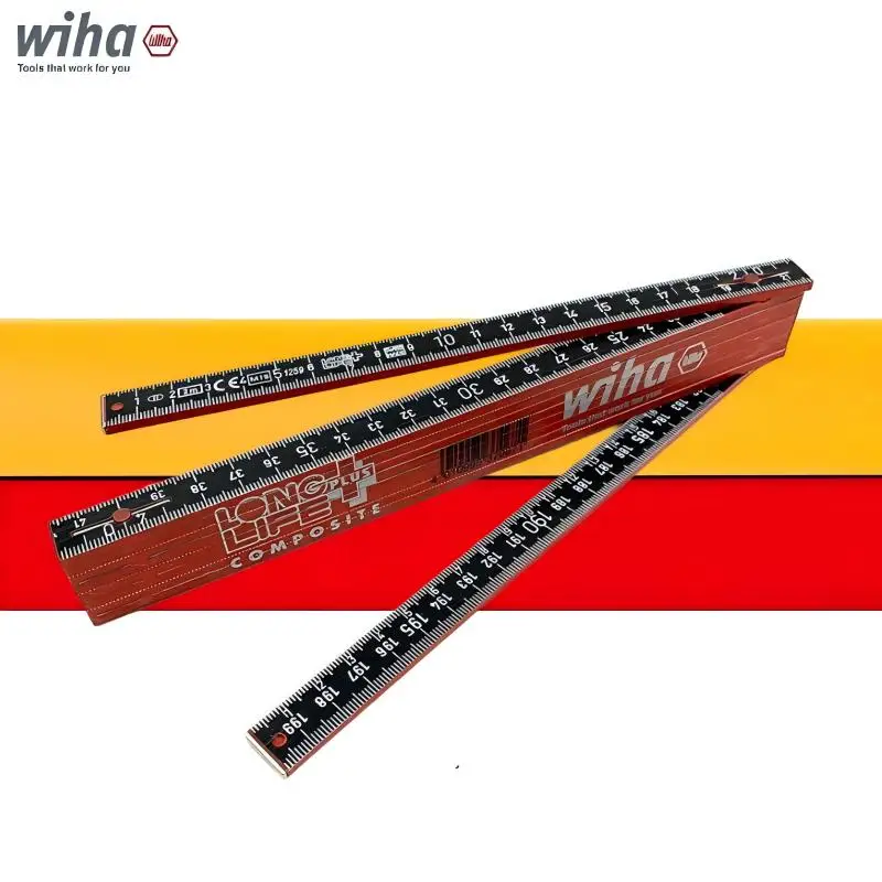 WIHA 37067 Heavy Duty Folding Ruler 2m Dual 1mm Scale Waterproof Woodworking Drafting Measuring Tool