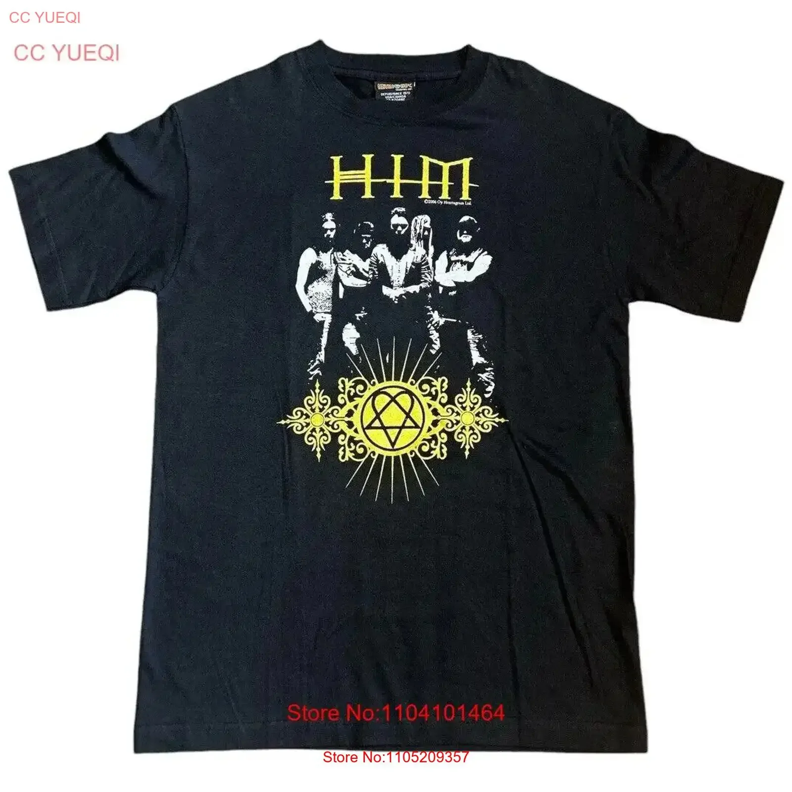 Camiseta de doble cara Him Band His Infernal Majesty 2006, talla M, Top lavado vintage para uso diario, ropa de calle cómoda