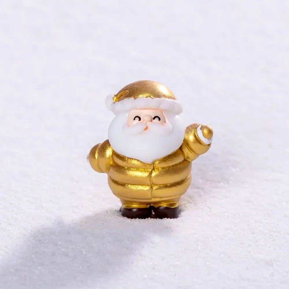 Gold Silver Christmas Figurines Resin Accessories Cartoon Santa Statue Gift Home Decorations Desktop Knick-knacks Party Supplies