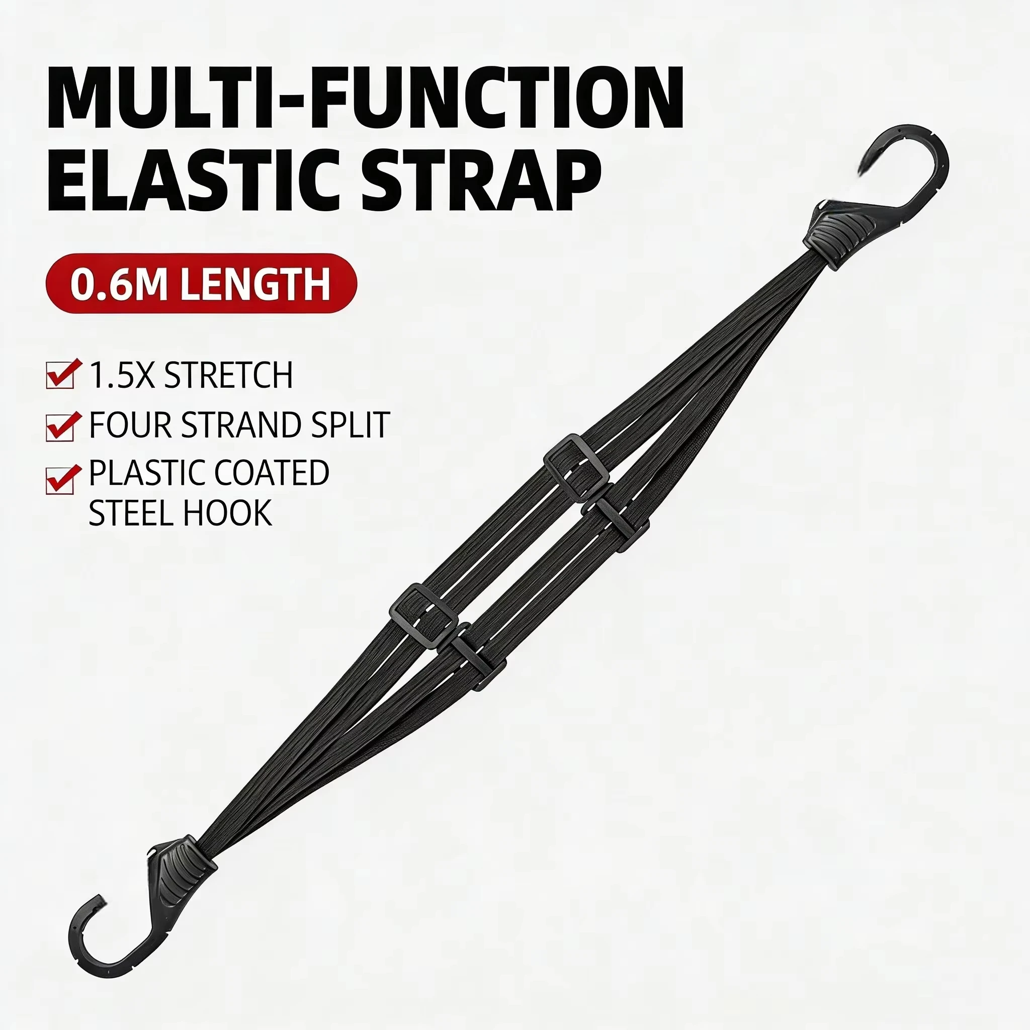 Universal Elastic Strap with Hooks 4-Claw Motorcycle Luggage Net Helmet Rope Adjustable Cargo Tie Down for Bike Bicycle ATV Moto view 3