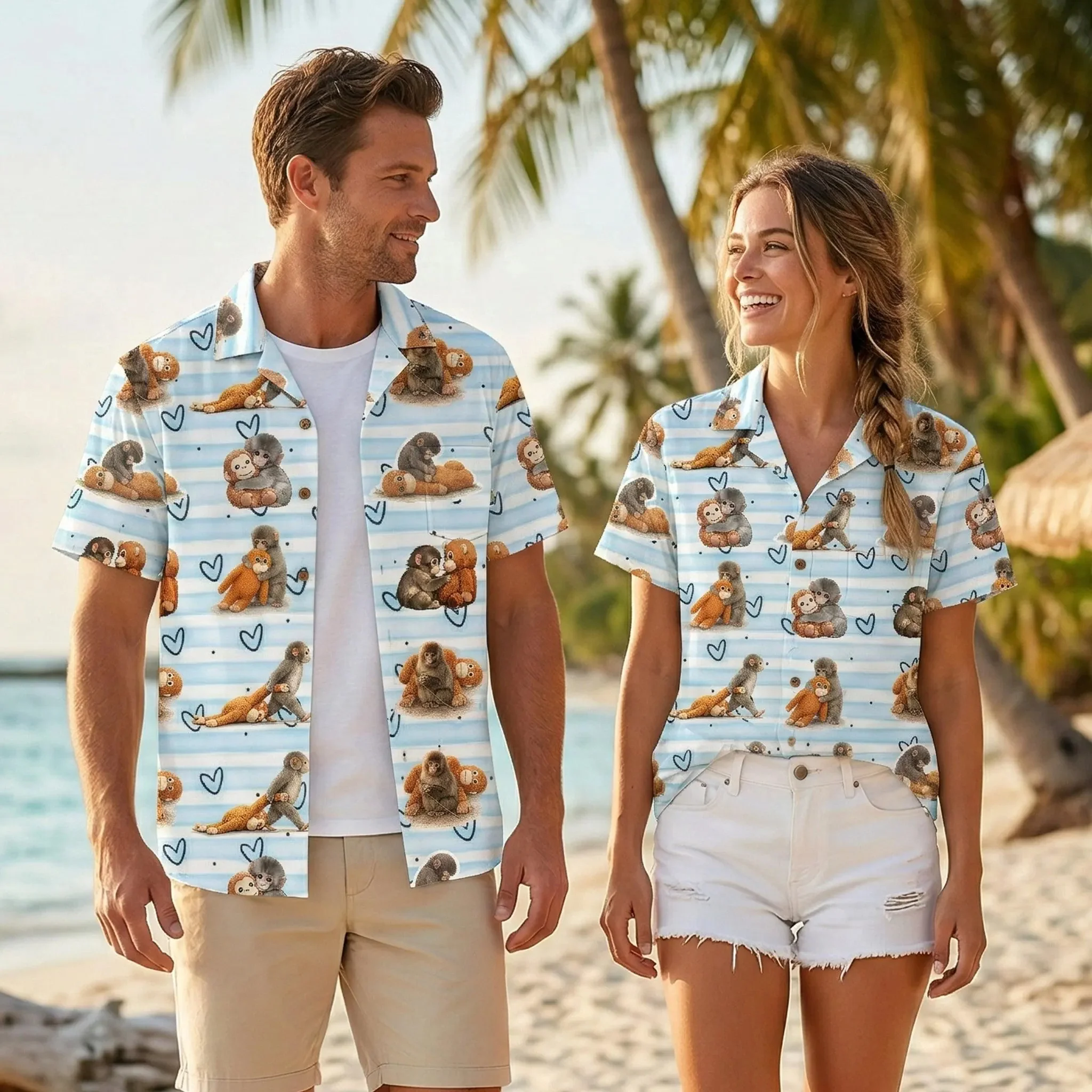 

Hot Meme Baby Punch Monkey Hawaiian Shirt Cute Jungle Monkey Tropical Floral Button Up Small But Brave Character Vacation Shirts