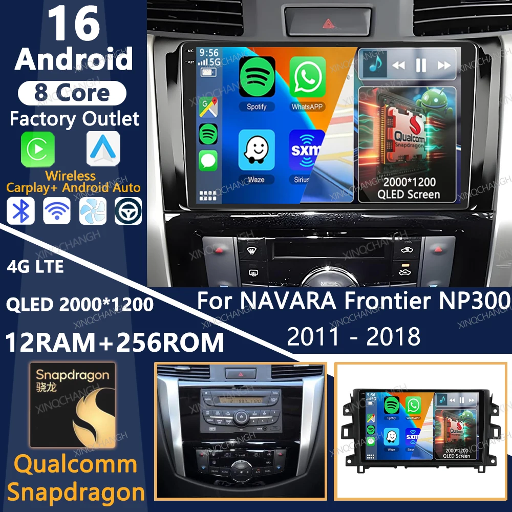 Radio para Auto Android 16 para Nissan NAVARA Frontier NP300 2011-2018, Unidad Principal GPS 2DIN, BT, Qualcomm 4G, WIFI, Reproductor Multimedia de Video
