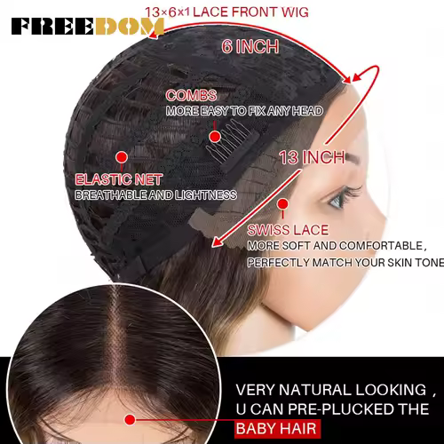 FREEDOM Synthetic Lace Front Wig Long Deep Wavy Ombre Blonde Ginger Lace Wigs For Black Women Heat Resistant Cosplay Wigs - Image 6