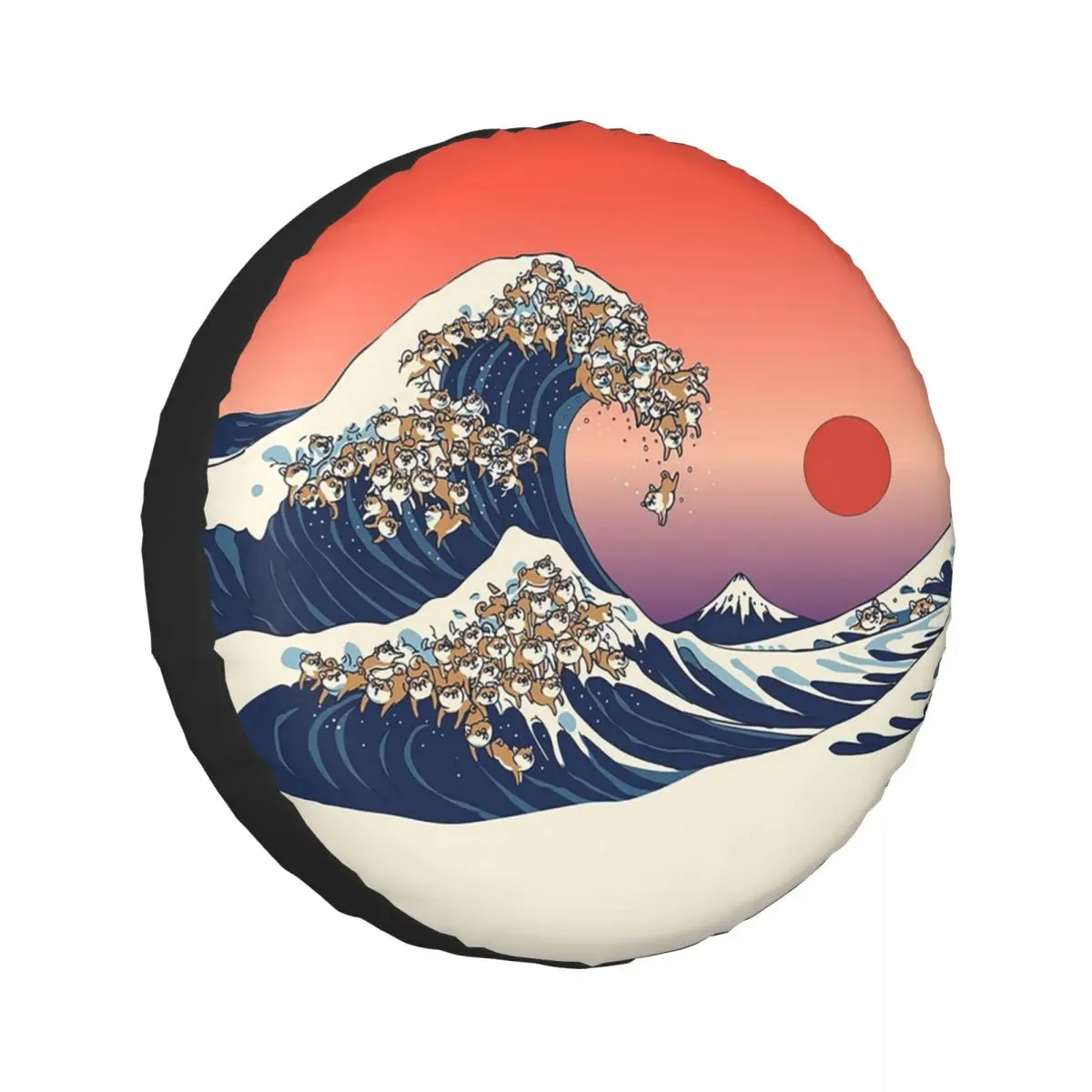 

The Great Wave Of Shiba Inu Spare Tire Cover for Jeep SUV RV 4WD Mitsubishi 4x4 Wheel Protector Covers 14" 15" 16" 17" Inch