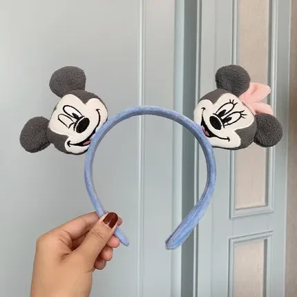 Disney Double-ended Mickey Plush Hair Bands Girl Chip & Dale Ears Headband Baby Stitch Headwear Kid Fall Winter Hair Accessories