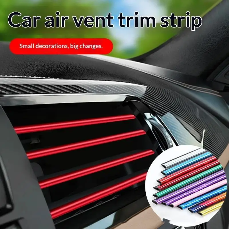 10 Peças Faixa Decorativa Estilo U para Saída de Ar Condicionado, Adesivo de Acabamento para Grade de Ventilação Automotiva, Acessórios para Carro