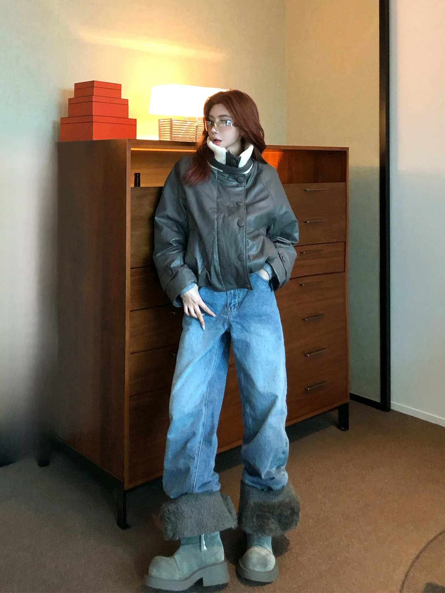 

Женские джинсовые брюки с гусиным пухом, прямого кроя, зимние, модные, со средней посадкой, неэластичные, хлопковые, премиум-качество