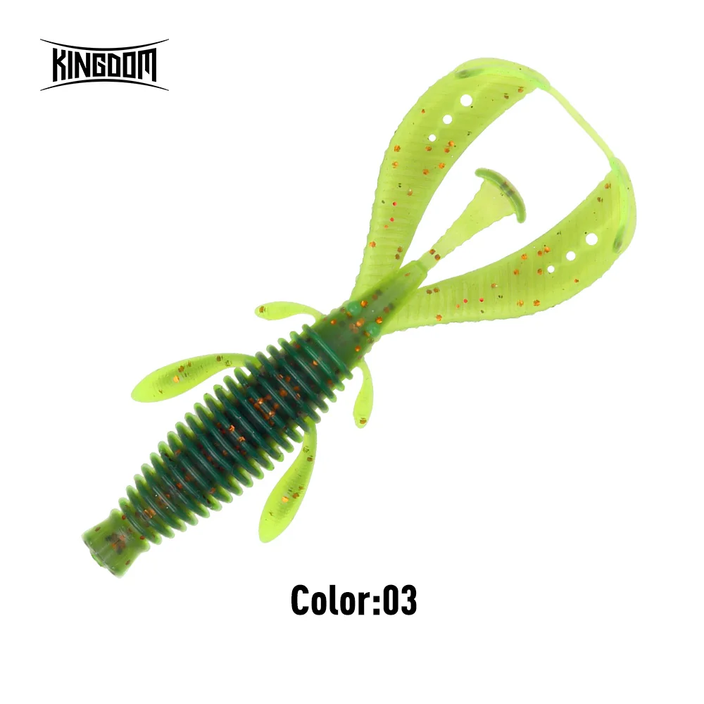 KINGDOM Weichköder 63mm 76mm Schwimmender Garnelenköder TPE-Köder Realistischer Garnelenwurm Weichköder für Barsch, Forelle und Salzwasserfischen