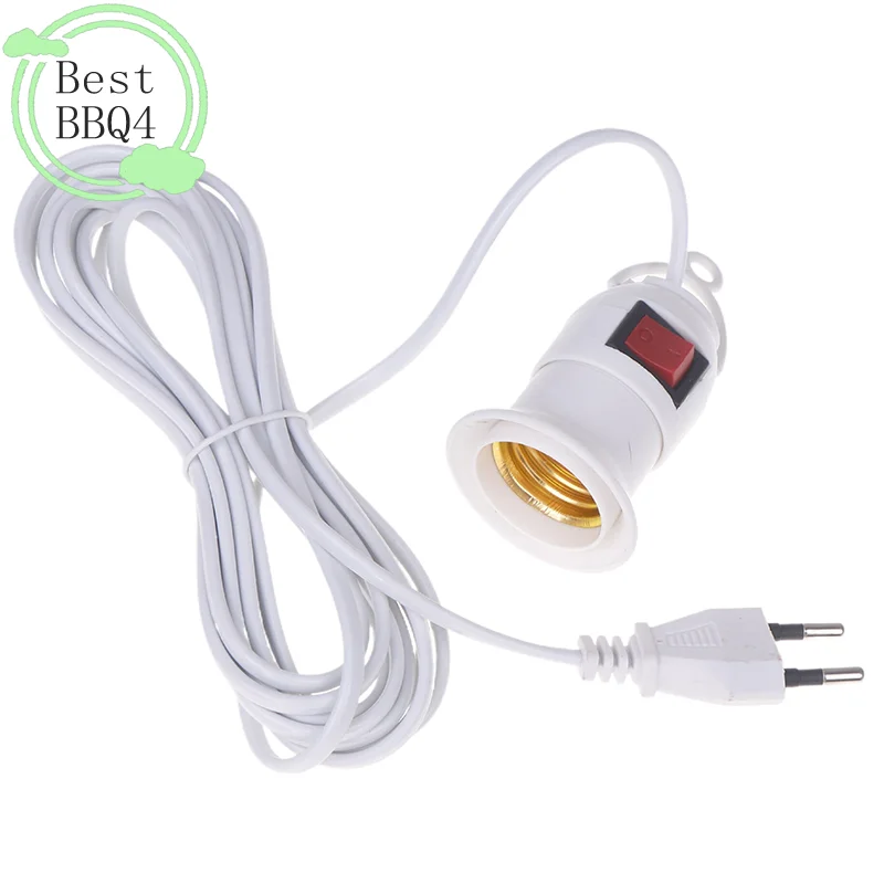 (BBQ4)EU Plug 4M Power Cord Cables E27 Lamp Base Holder With Switch For Pendant Led Bulbs Fixture Hanglamp Suspension Socket