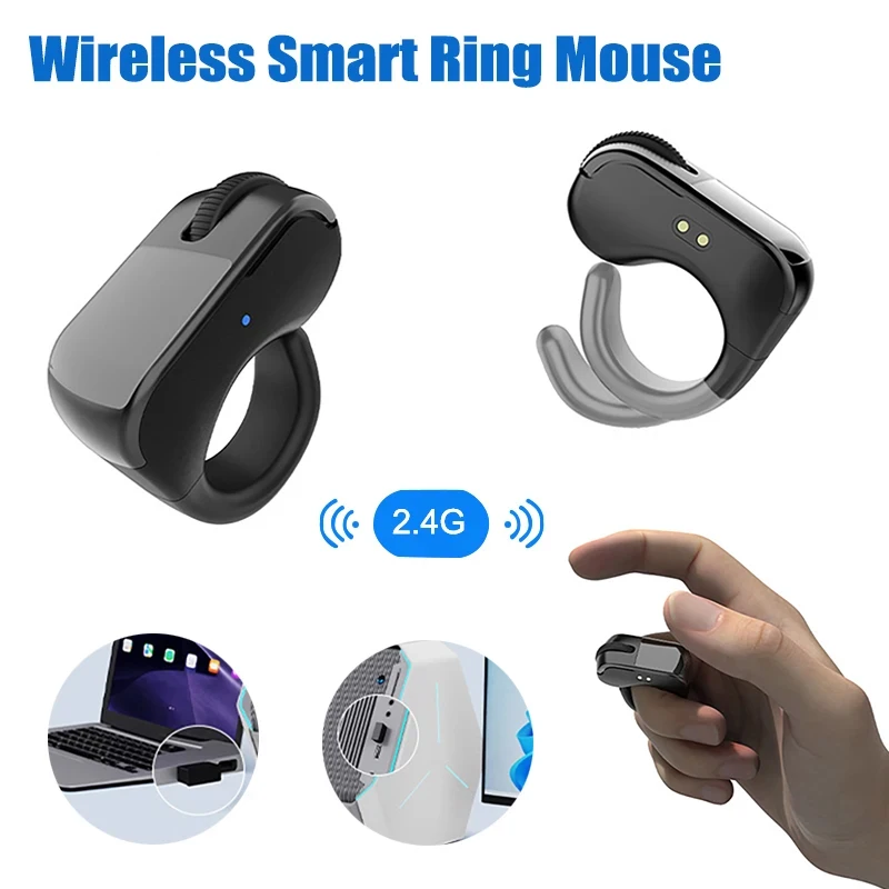 Ring Mouse Rechargeable Mini Light Weight Bluetooth 2.4G Dual-Mode Wide Compatible Remote Control Selfie Scan Short Video Speech
