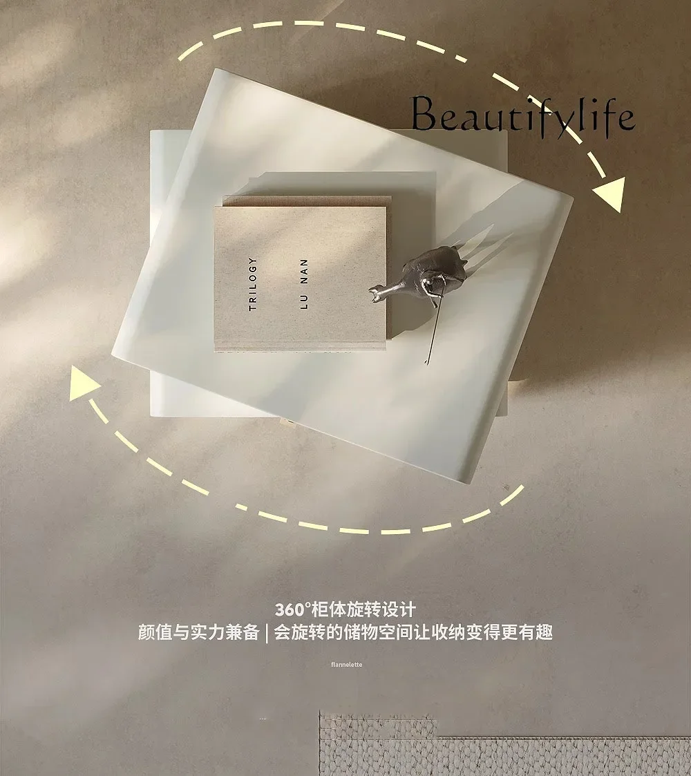 NN W Premium Bedside Table Designer New Rotatable Bedside Table Simple Paint Modern Locker