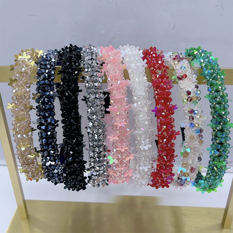 Luxury Spring Colorful Crystal Beads Hairband Headband Adult Hair Accessories Hair Jewley